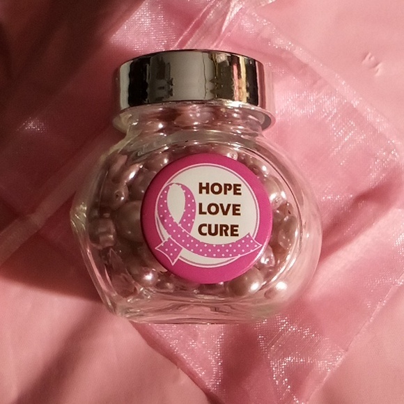 Breast Cancer Awareness Pink Beads 1.05 oz Keepsake Bottle Jar - Picture 3 of 10
